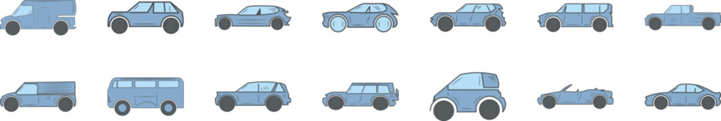 Sticker - Cars icon collections vector design