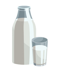 Sticker - milk bottle and glass