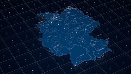 germany blue map big data visualization. futuristic map infographic. information aesthetics. visual 