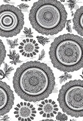 Poster - Baroque with greek 2d illustrated seamless pattern