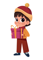 Poster - little boy with gift