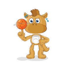 Canvas Print - horse playing basket ball mascot. cartoon vector