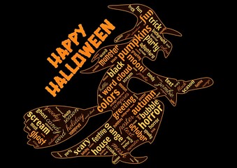  Word cloud of the Happy Halloween - holiday as background