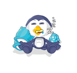 Wall Mural - penguin sleeping character. cartoon mascot vector