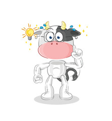 Wall Mural - cow got an idea cartoon. mascot vector