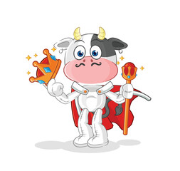 Wall Mural - cow king vector. cartoon character