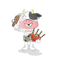 Wall Mural - cow scottish with bagpipes vector. cartoon character