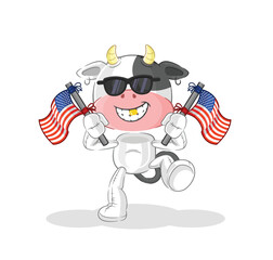 Canvas Print - cow american youth cartoon mascot vector