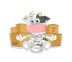 Poster - cow homeless character. cartoon mascot vector