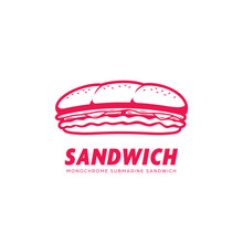 Sub Submarine Sandwich Logo Icon In Monochrome Pink Color Style