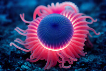 Luminescent Sea Anemone Image. Generative Ai