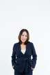 © ND STOCK - Portrait beautiful working Asian woman , business girl standing arms crossed with happiness on white background