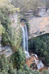 Wall Mural - Katoomba Falls in the Blue Mountains New South Wales Australia. A long high waterfall over cliffs