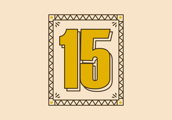 Wall Mural - Vintage rectangle frame with number 15 on it