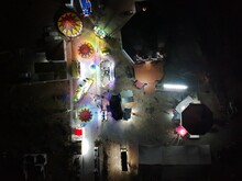 Colorful Town Fair Seen Above At Night