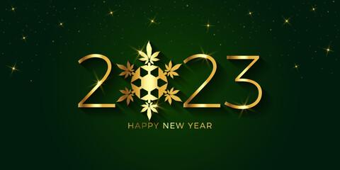 Wall Mural - Happy New Year 2023 marijuana snowflake