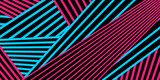 Abstract minimal background with blue, pink and black stripes. Vector geometric design