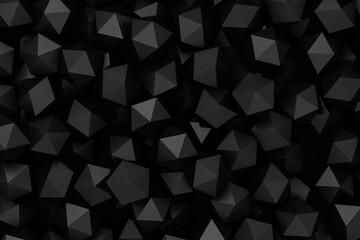Wall Mural - polygons with glittering triangle faces, abstract business illustration, black and white background,