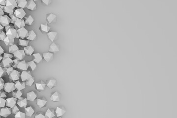 Wall Mural - polygons with glittering triangle faces, abstract business illustration, black and white background 