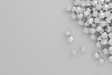 Wall Mural - polygons with glittering triangle faces, abstract business illustration, black and white background 