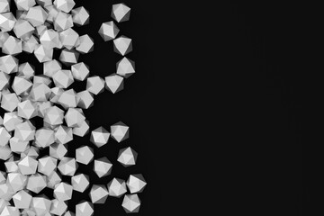 Wall Mural - polygons with glittering triangle faces, abstract business illustration, black and white background 