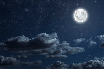Wall Mural - backgrounds night sky with stars moon and clouds for christmas