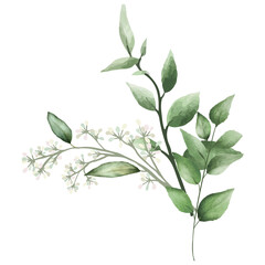 Wall Mural - elegant watercolor greenery leaves bouquet