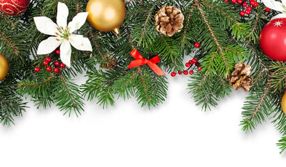 Canvas Print - Christmas decorations isolated  on  background