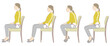 椅子に座る女性の良い姿勢と悪い姿勢.