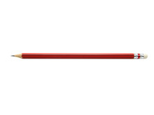 Long-handled Black Pencil For Writing. The End Of The Handle Has An Eraser Isolated On White Background.