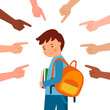 School child student bullying concept vector illustration on white background. Public blame.