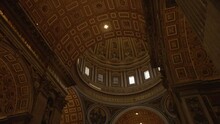 Slow Walk Fliming The Ceiling Of The Vatican In Rome In 4k