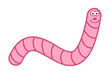© koft - A smiling pink worm in profile on a white background