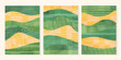 © Maria Petrish - Green collage abstract field background vector illustration. Pattern with textured nature, organic shape with scribble. Set of a4 vertical poster, contemporary backdrop collection, book cover decor