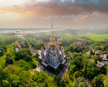 Aerial View Of Buu Long Pagoda In Ho Chi Minh City. A Beautiful Buddhist Temple Hidden Away In Ho Chi Minh City At Vietnam