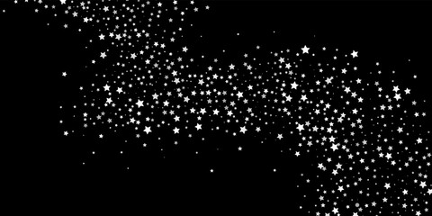 Falling confetti stars. White stars on a black background. Festive background. Abstract texture on a white background. Design element. Vector illustration, eps 10.