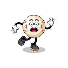 Slipping Baseball Mascot Illustration