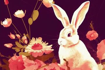 rabbit illustration bunny art digital artwork textured background portrait
cute animal pets adorable artistic flowers floral decorative playful abstract