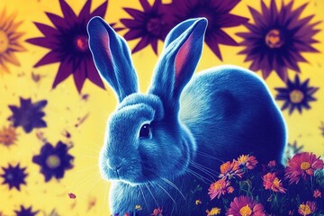 rabbit illustration bunny art digital artwork textured background portrait
cute animal pets adorable artistic flowers floral decorative playful abstract