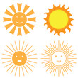 four graphic drawings of the sun