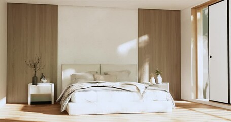 Wall Mural - Modern bedroom - japanese style.3D rendering