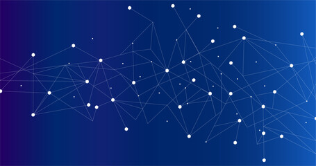 Wall Mural - White network. Abstract connection on blue background. Network technology background with dots and lines for desktop. Ai background. Modern abstract concept. Line background, network technology vector
