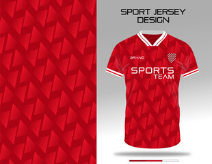 Wall Mural - Red gradient sport jersey uniform textile design for soccer, football, volleyball, badminton club. Sublimation printing fabric vector design.  
