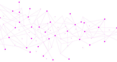 Wall Mural - pink network. abstract connection on white background. network technology background with dots and l