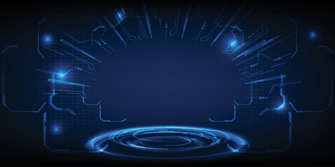 Abstract futuristic digital technology stage for hi tech advertising product and game showcase.Future digital technology concepts.