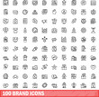 © ylivdesign - 100 brand icons set. Outline illustration of 100 brand icons vector set isolated on white background