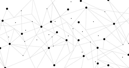 Wall Mural - black network. abstract connection on white background. network technology background with dots and 
