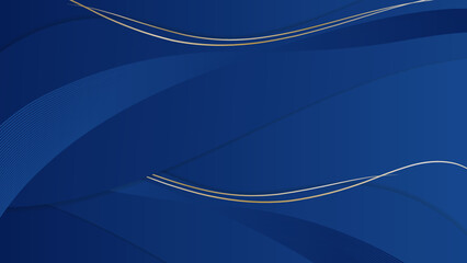 Abstract luxury blue and gold background. Dark blue luxury premium background and gold line.