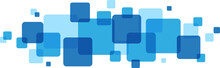 Overlapping Blue Squares Banner On Transparent Background