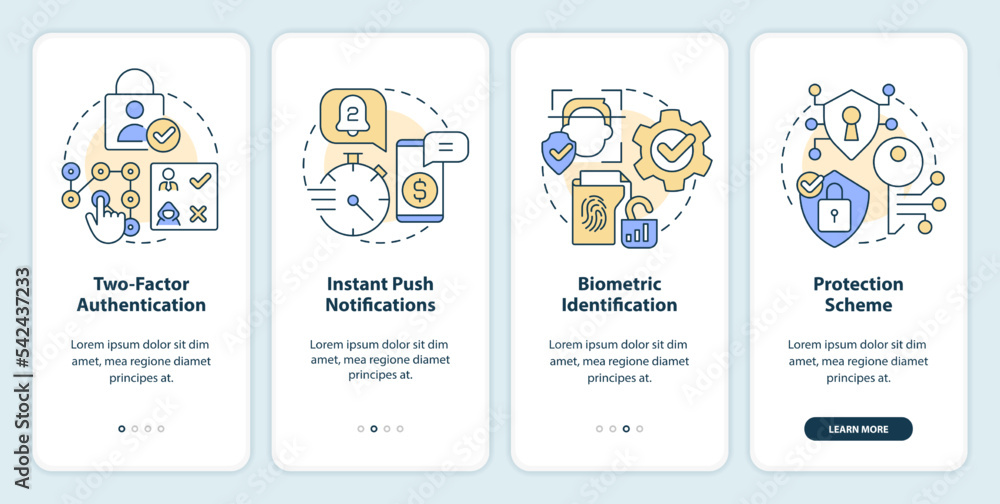 Secure online banking features onboarding mobile app screen ...